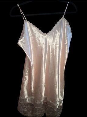 Vintage Light Pink Colesce Couture Slip Dress Lace Trim Nightgown Lingerie Large